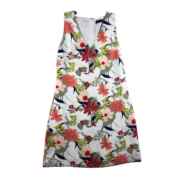 Banana Republic Dresses & Skirts - Shift Dress Womens Banana Republic 6 White Floral V-Neck Sleeveless Mini Zip